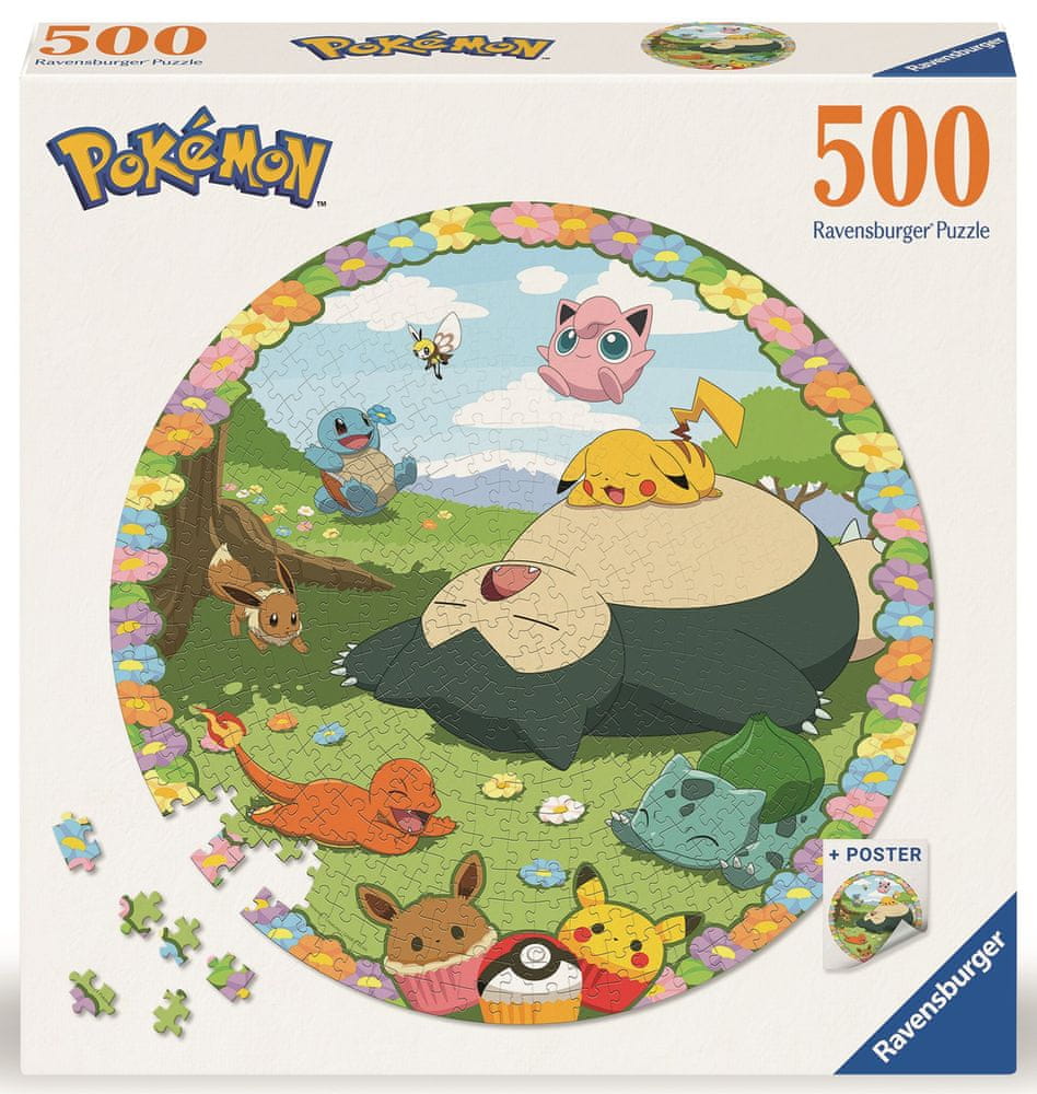 Ravensburger Kruhové puzzle: Roztomilí Pokémoni 500 dielikov